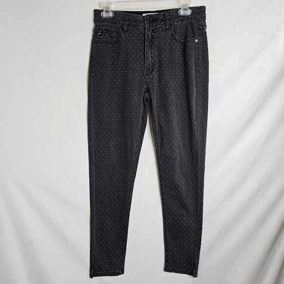 KANCAN Skinny Jeans Mid Rise Pants BLACK w POLKA DOTS size 9/28 Preppy Chic Cute - Picture 2 of 9